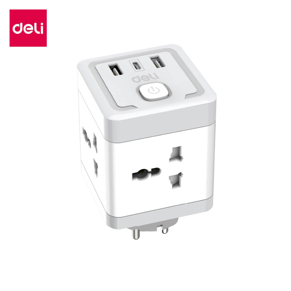 ปลั๊กแปลง 2 ขาแบน DELI ET426-WH-01 สีขาว_0